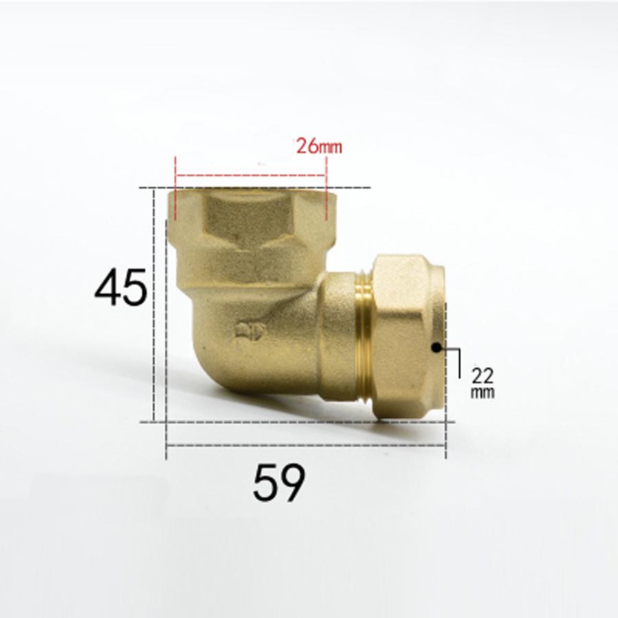 Compression Fitting Brass - Подходящая трубка OD 22 мм x